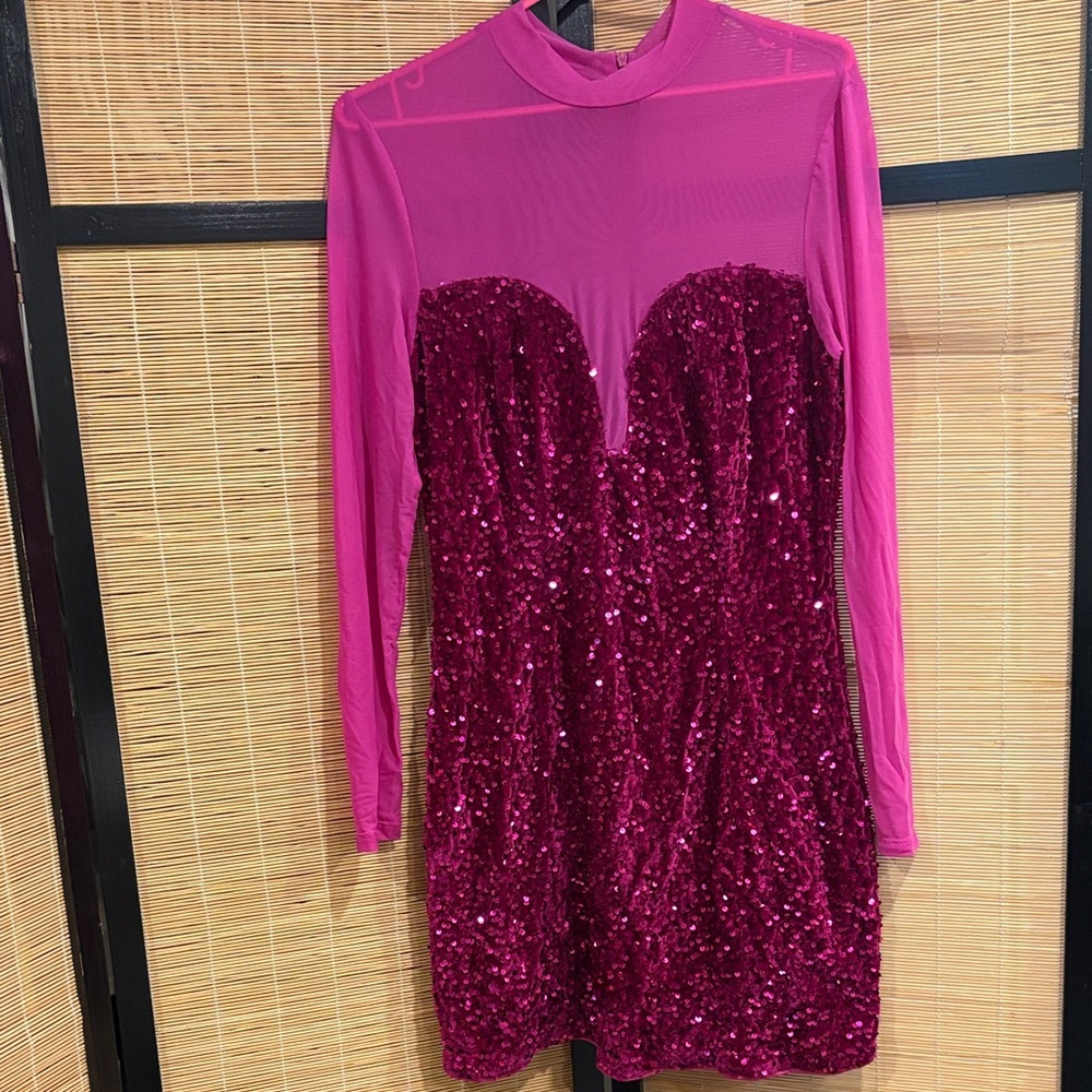 Elegant Pink Sequin Dress